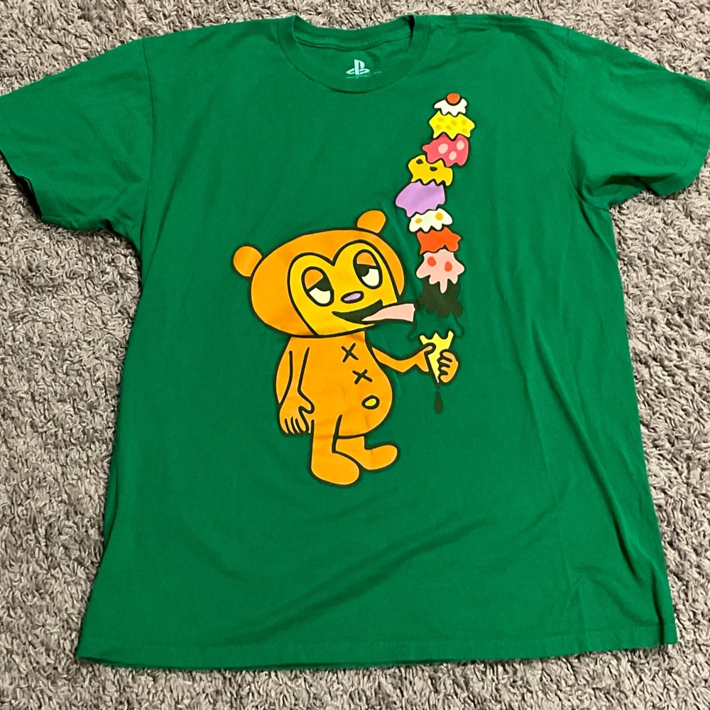 Sony Green and Orange Short Sleeve Tee with Playful Graphic